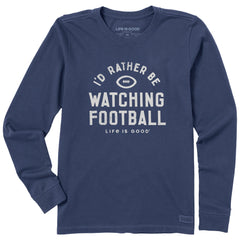 Women's I'd Rather Be Watching Football Long Sleeve Crusher Tee