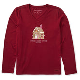 Women's Home Sweet Home Gingerbread Long Sleeve Crusher Vee