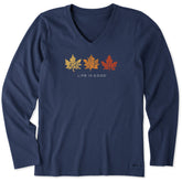 Women's Leafy Leaf Trio Long Sleeve Crusher Vee