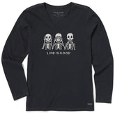 Women's Hear No Skeletons Long Sleeve Crusher Vee