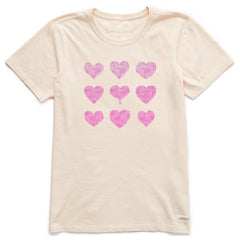 Women's Gradient Multi Hearts Short Sleeve Crusher Tee