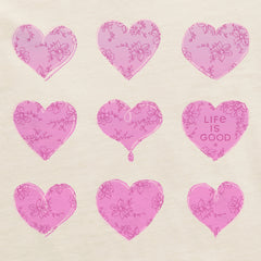 Women's Gradient Multi Hearts Short Sleeve Crusher Tee
