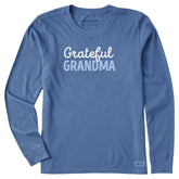 Women's Grateful Grandma Script Long Sleeve Crusher Tee