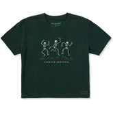 Women's Forever Grateful Dancing Skeletons Short Sleeve Crusher Boxy Tee