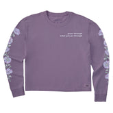 Women's Grow Through Retro Flowers Long Sleeve Crusher Boxy Tee