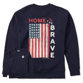 Adult Unisex Home of the Brave Raggedy Flag Every Wear Crew Sweatshirt