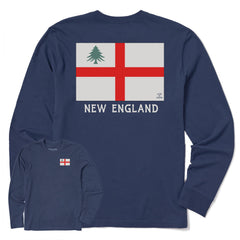 Men's New England Flag Long Sleeve Crusher Tee