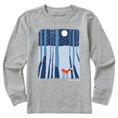 Kids Fox in the Moonlight Long Sleeve Crusher Tee