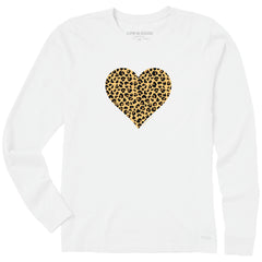 Women's Leopard Heart Long Sleeve Crusher Tee