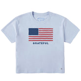 Women's Grateful USA Flag Short Sleeve Crusher Boxy Tee