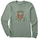 Women's Doodle Winter Deer Long Sleeve Crusher Tee