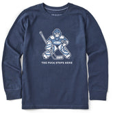 Kids The Puck Stops Here Long Sleeve Crusher Tee