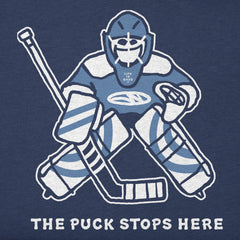 Kids The Puck Stops Here Long Sleeve Crusher Tee