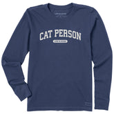 Women's A Cat Person Arch Long Sleeve Crusher Tee