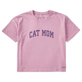 Women's Cat Mom Arch Short Sleeve Crusher Boxy Tee