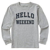 Kids Hello Weekend Arch Long Sleeve Crusher Tee