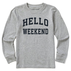 Kids Hello Weekend Arch Long Sleeve Crusher Tee