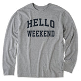 Men's Hello Weekend Arch Long Sleeve Crusher Tee