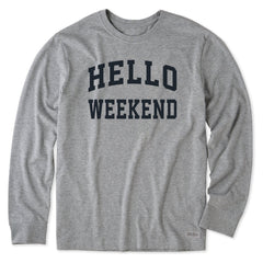 Men's Hello Weekend Arch Long Sleeve Crusher Tee