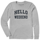 Women's Hello Weekend Arch Long Sleeve Crusher Tee
