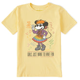 Kids Girls Just Wanna Have Fun in the 80s Short Sleeve Crusher Tee