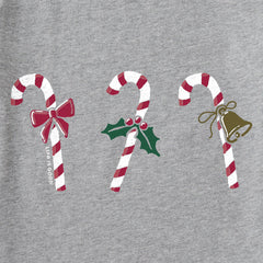 Women's Candy Cane Trio Long Sleeve Crusher Vee