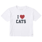 Women's I Heart Cats Arch Short Sleeve Crusher Boxy Tee