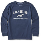 Kids Dachshunds Snow Arch Long Sleeve Crusher Tee