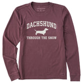 Women's Dachshunds Snow Arch Long Sleeve Crusher Tee