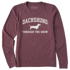 Women's Dachshunds Snow Arch Long Sleeve Crusher Tee