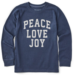 Kids Peace Love Joy Arch Long Sleeve Crusher Tee