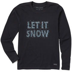 Women's Let it Snow Sparkle Long Sleeve Crusher Tee