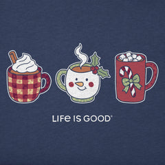 Women's Christmas Mug Trio Long Sleeve Crusher Vee