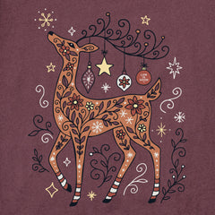 Women's Doodle Winter Deer Long Sleeve Crusher Tee