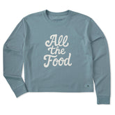 Women's All the Food Script Long Sleeve Crusher Boxy Tee
