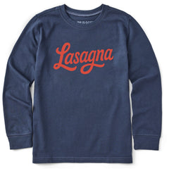 Kids Lasagna Script Long Sleeve Crusher Tee