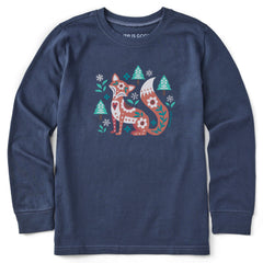 Kids Fox in the Winter Long Sleeve Crusher Tee