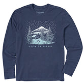 Men's Snowy Cabin Road Long Sleeve Crusher Tee