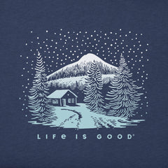 Men's Snowy Cabin Road Long Sleeve Crusher Tee