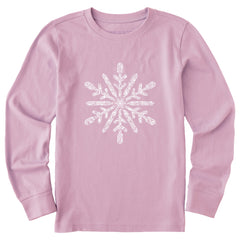 Kids Contrast Snowflake Long Sleeve Crusher Tee