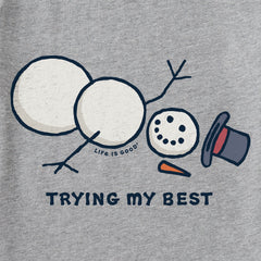 Men's Trying My Best Snowman Long Sleeve Crusher Tee