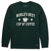 Men's World's Best Cup of Coffee Arch Long Sleeve Crusher Tee