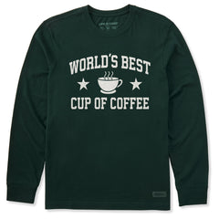 Men's World's Best Cup of Coffee Arch Long Sleeve Crusher Tee