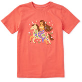Kids Floral Mermaid on Unicorn Short Sleeve Crusher Tee