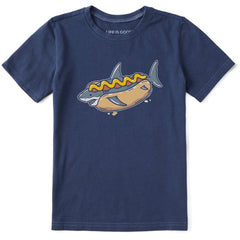 Kids Hot Dog Shark Short Sleeve Crusher Tee