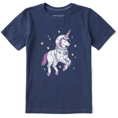 Kids Unicorn Astronaut Short Sleeve Crusher Tee