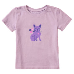 Toddler Frenchie Flowers Short Sleeve Crusher Tee