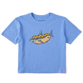 Women's Hot Dog Shark Short Sleeve Crusher Boxy Tee