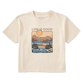 Women's A Mountain Sunset Short Sleeve Crusher Boxy Tee