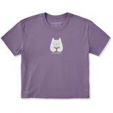 Women's Cat with Coffee Short Sleeve Crusher Boxy Tee